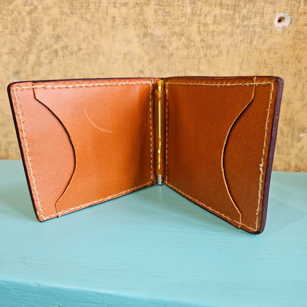 Basket Stamped Leather Money Clip