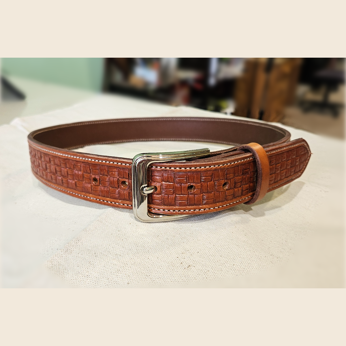 Basket Weave Leather Belt