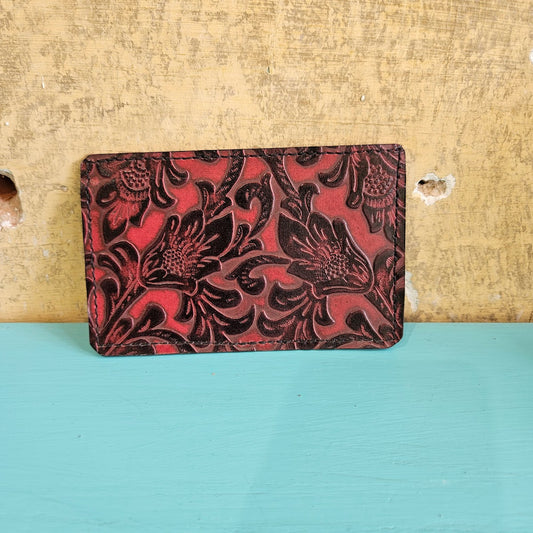 Embossed Leather Flat Card Holder