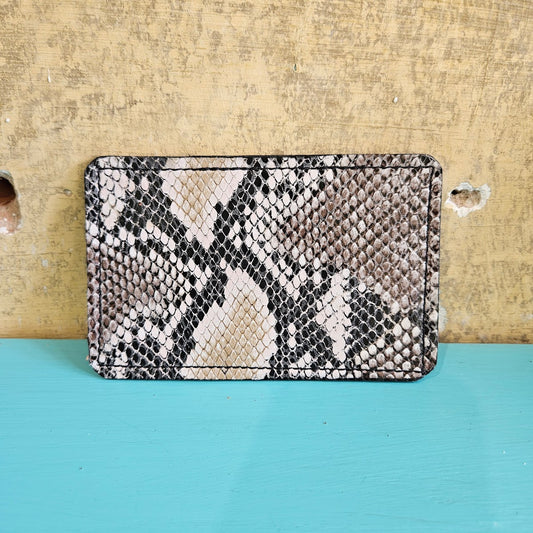 Embossed Leather Flat Card Holder
